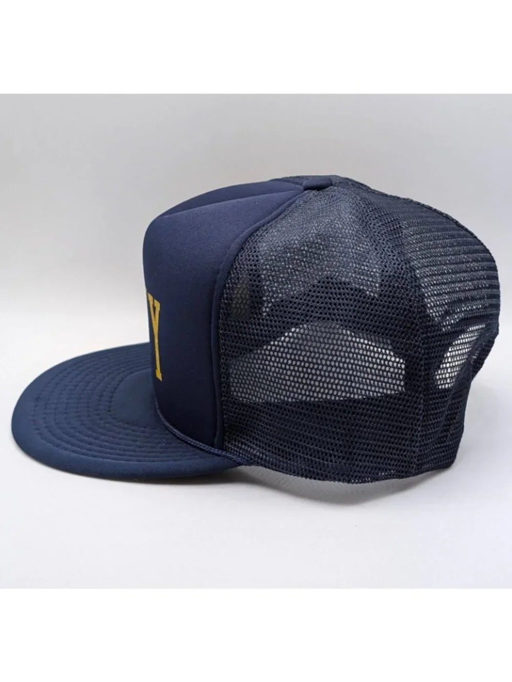 Vintage US Navy Hat Snapback Dark Blue Mesh Foam Trucker Cap American Military